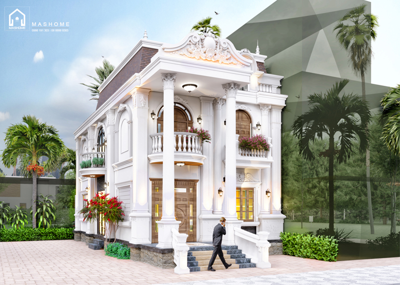 thiet ke biet thu hai tang tan co dien 12
