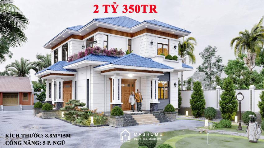 Biệt thự mái nhật 2 tầng, thiết kế thi công trọn gói