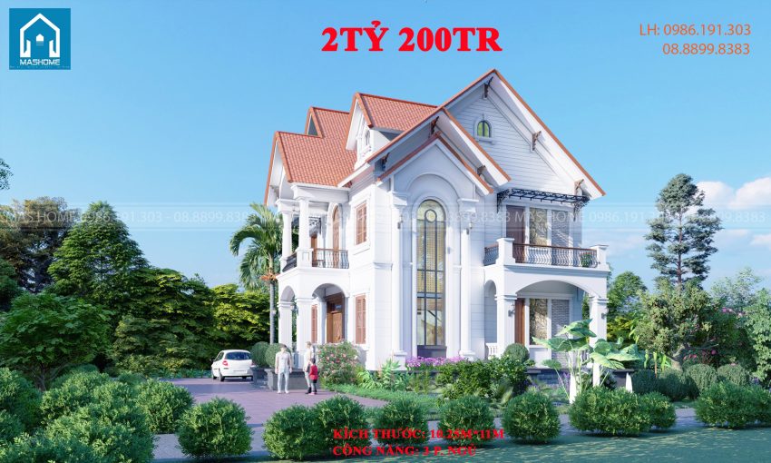 Biệt thự mái Thái 2 tầng - 10.25mx11m - 3 phòng ngủ - giá thi công hoàn thiện 2 tỷ 200tr. Tiến độ thi công 5 tháng.
