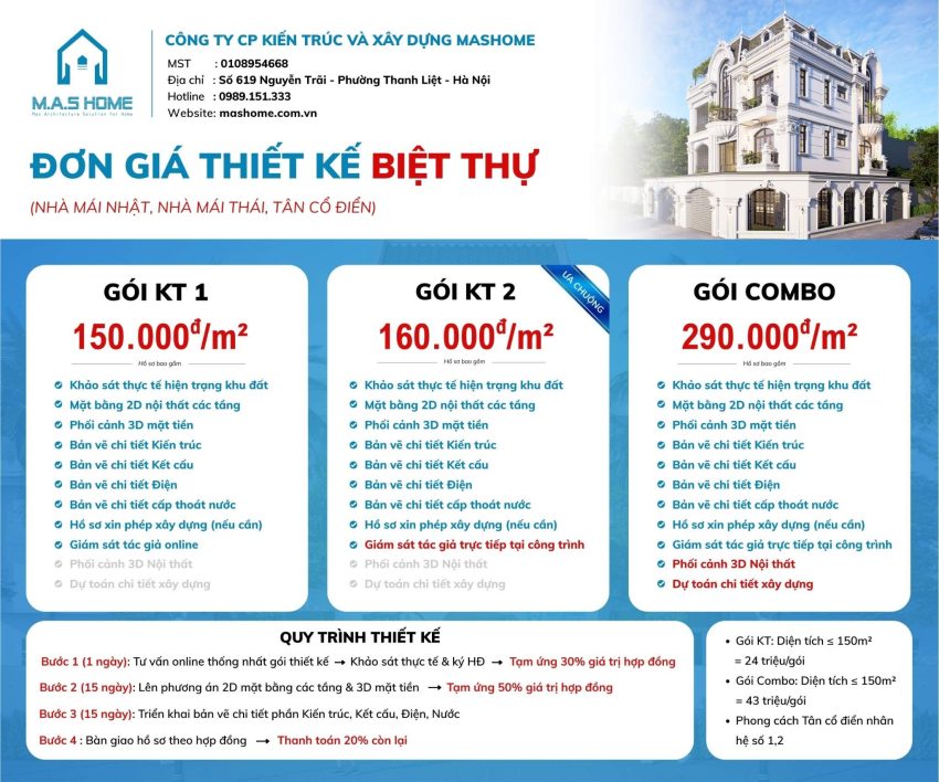 báo giá thiết kế biệt thự