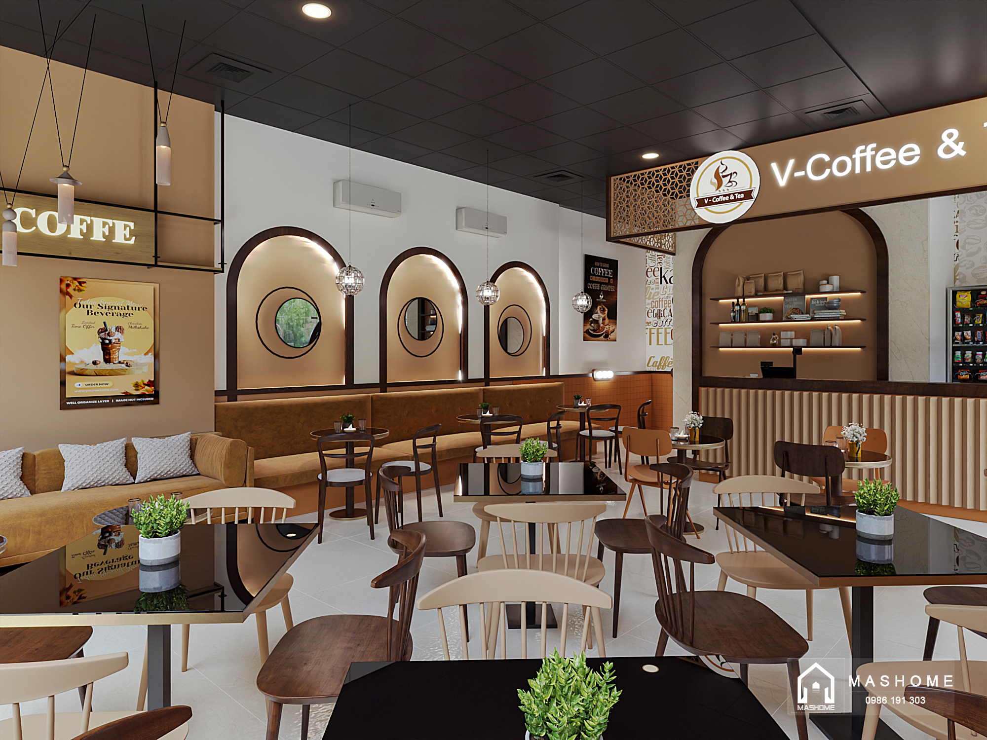 Thiết kế nội thất - Cafe Vỹ