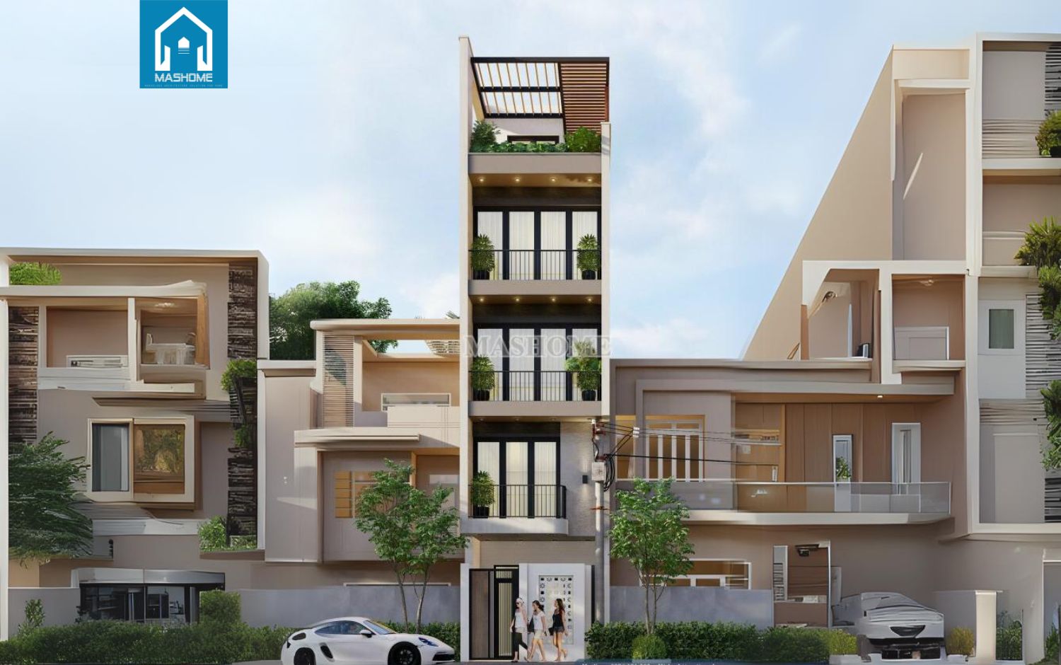 Nhà phố 4,5 tầng Hiện đại - Chị Trang - Hà Nội