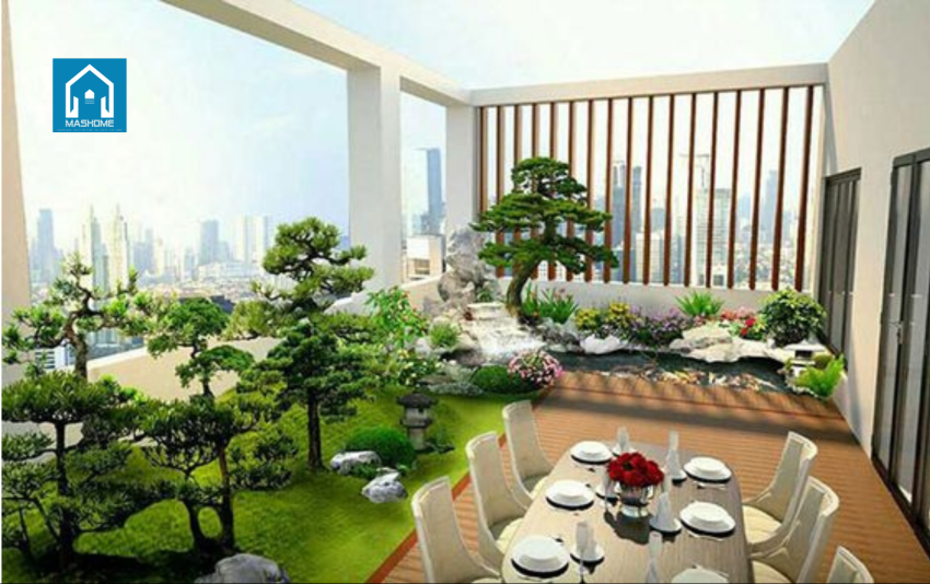thiết kế vườn trên mái