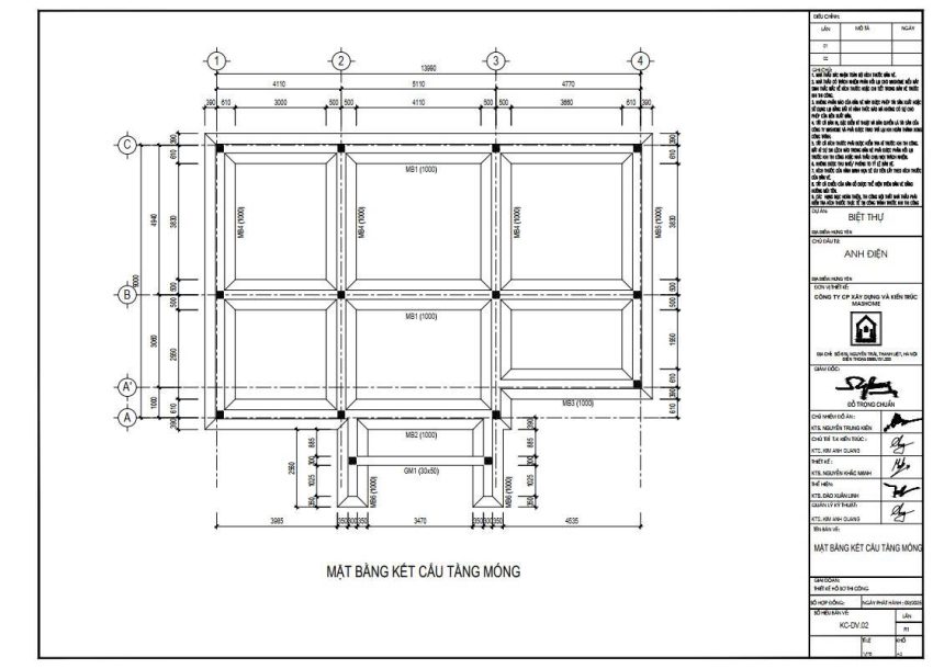 móng băng nhà mái nhật 2 tầng