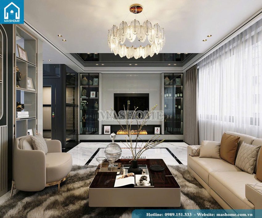 thiết kế nội thất phòng khách hiện đại 2