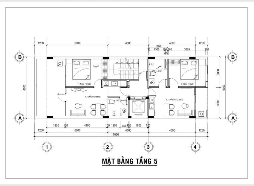 Thiết kế mặt bằng tầng 5