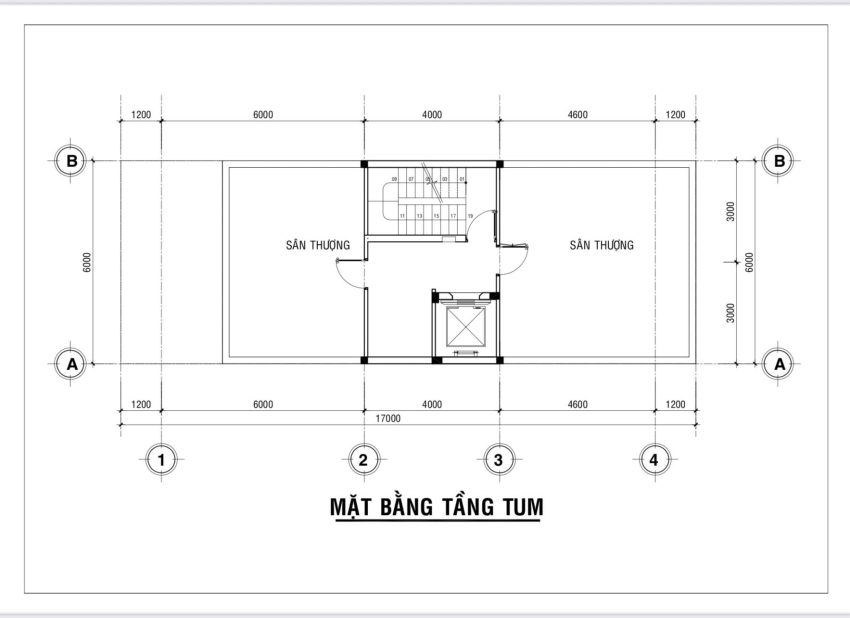Thiết kế mặt bằng tầng tum