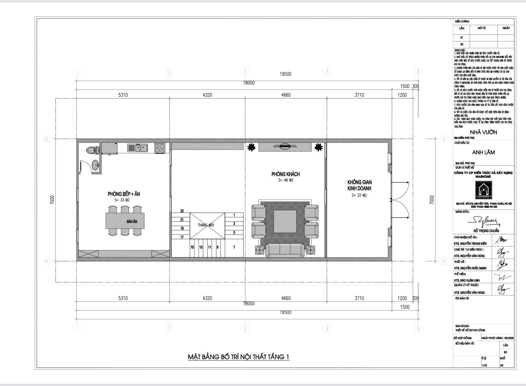Nhà phố 4,5 tầng - Anh Hải - Bắc Giang 32 Thiết kế mặt bằng tầng 1