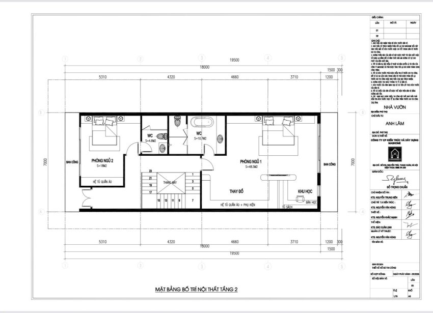 Nhà phố 4,5 tầng - Anh Hải - Bắc Giang 64 Thiết kế mặt bằng tầng 2