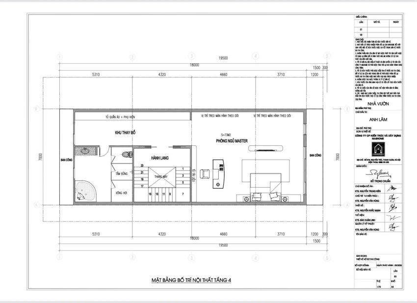 Nhà phố 4,5 tầng - Anh Hải - Bắc Giang 66 Thiết kế mặt bằng tầng 4
