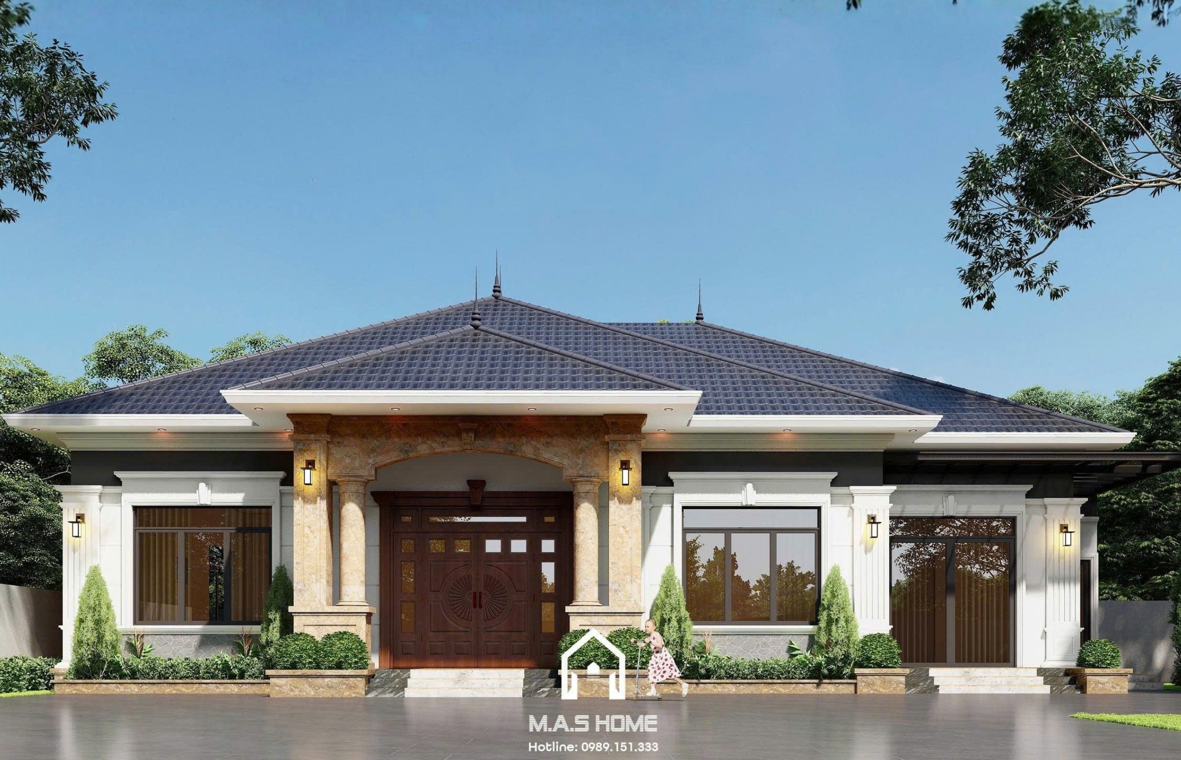 biệt thự mái nhật 1 tầng