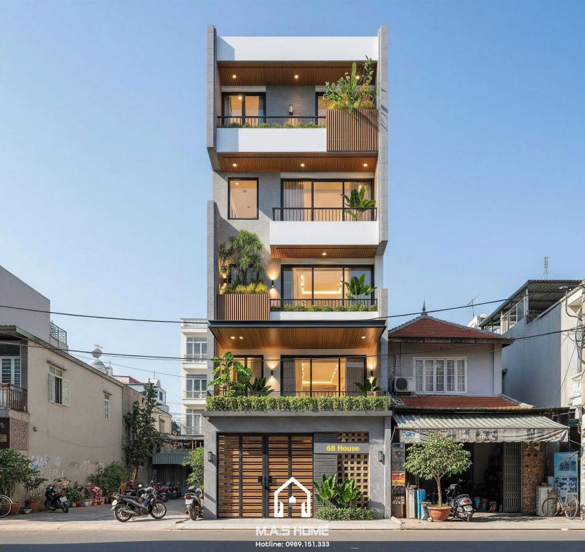 Thiết kế nhà phố 5 tầng 1 tum tại Hà Nội