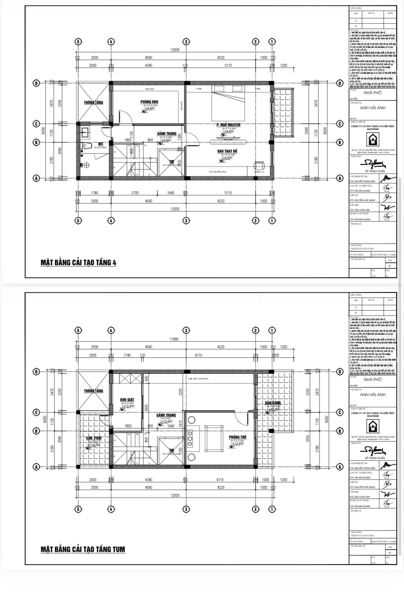 Nhà Phố 4 Tầng 1 Tum - Anh Hải Anh - Hà Nội 14 Cải tạo mặt bằng tầng 4 và tầng tum