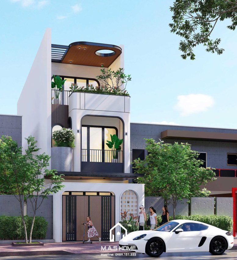 Phối cảnh 3D kiến trúc nhà phố 3 tầng anh Hạnh Bắc Ninh