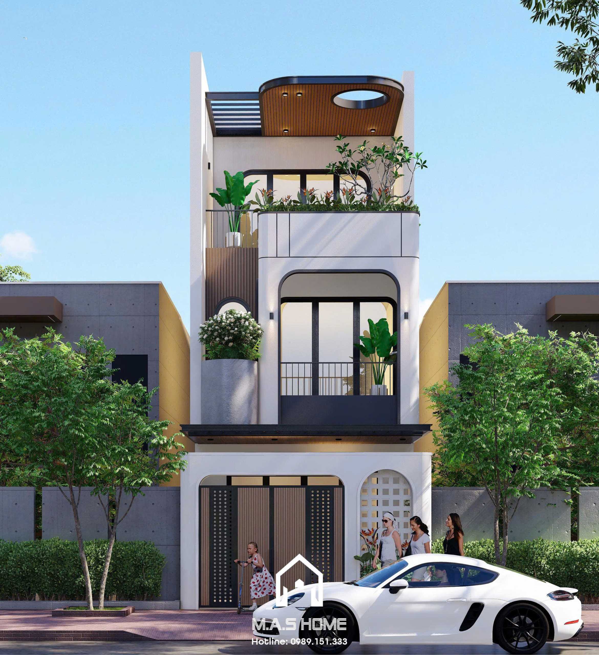 Nhà Phố 3 Tầng - Anh Hạnh - Bắc Ninh 2 Phối cảnh 3D kiến trúc nhà phố 3 tầng anh Hạnh Bắc Ninh