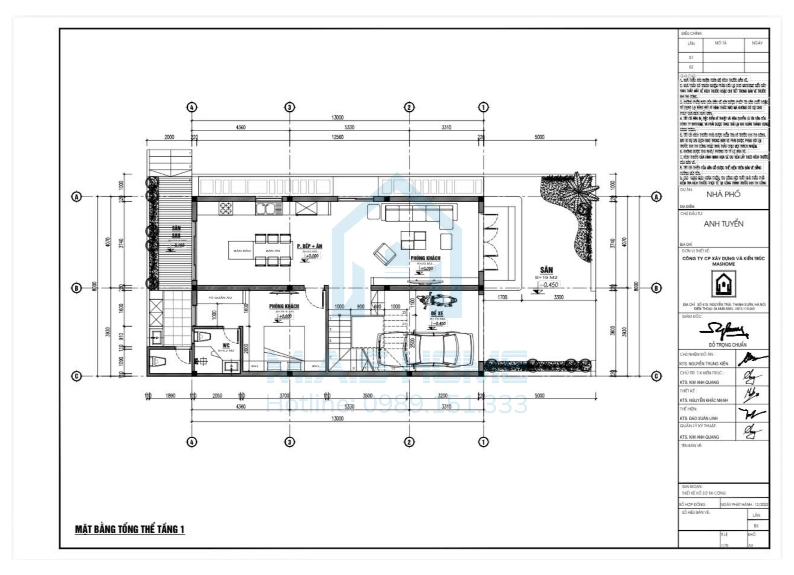 Biệt Thự Hiện Đại 2 Tầng - Anh Tuyển - Hưng Yên 13 Mặt bằng bố trí nội thất tầng 1