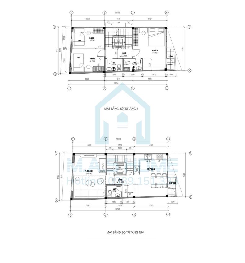 Nhà Phố 4 Tầng 1 Lửng 1 Tum - Anh Tuấn - Hà Nội 30 Mặt bằng bố trí nội thất nhà phố 4 tầng 1 lửng 1 tum anh Tuấn Hà Nội