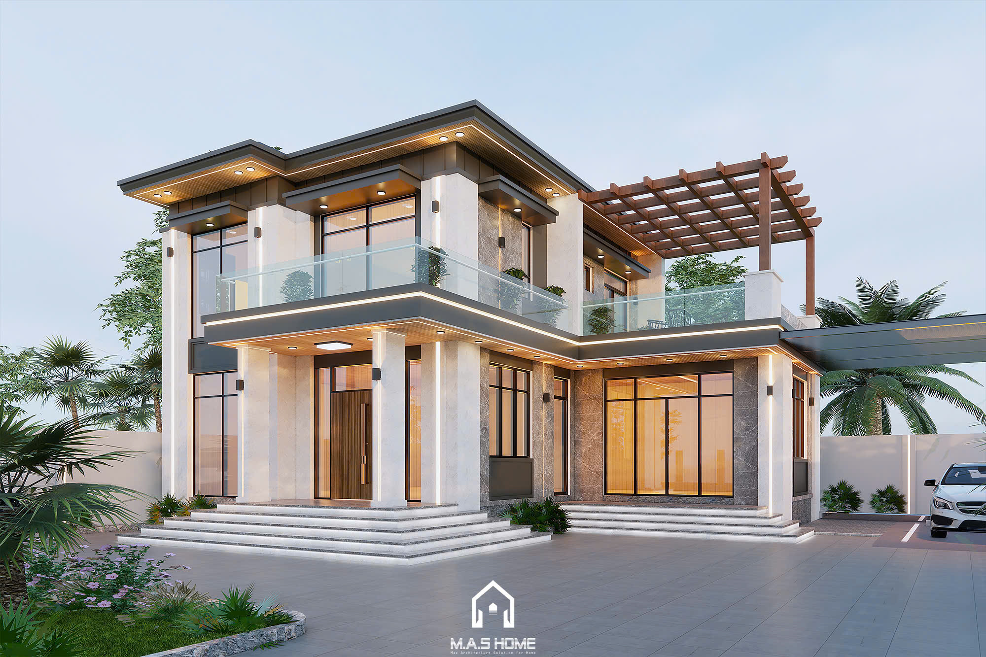 Biệt thự mái nhật 2 tầng
