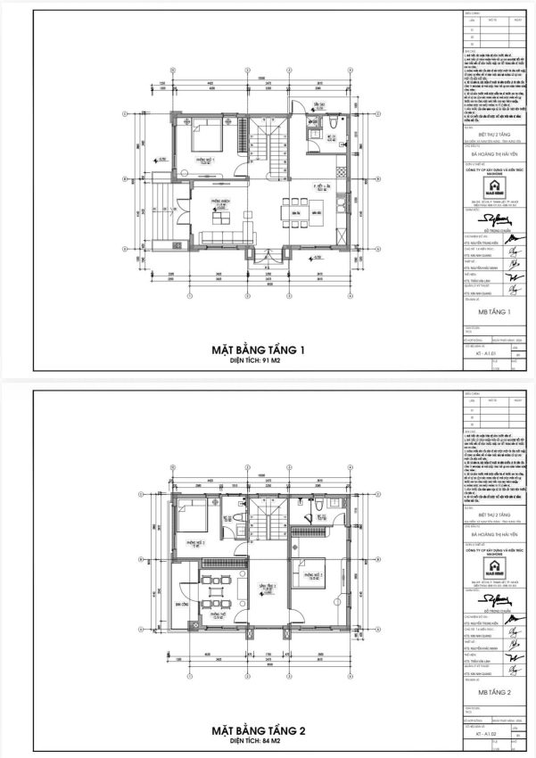Mặt bằng công năng Biệt thự hiện đại của chị Hải Yến tại Thái Bình