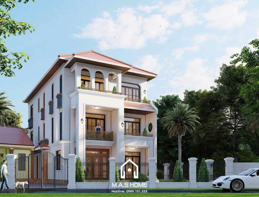 Phối cảnh 3D mặt tiền biệt thự anh Khởi Hà Tĩnh