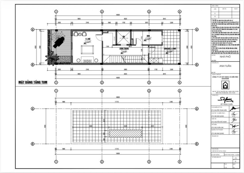 Mặt bằng bố trí nội thất nhà phố 4 tầng 1 tum anh Tuấn Bắc Ninh